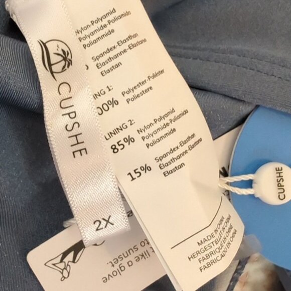 Cupshe Bikini Set 20/ 2X Knotted Stripe Flutter Sleeve Tank High Rise Bottoms - Picture 10 of 10